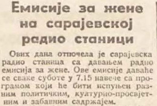 Tragajući arhivom: Radio Sarajevo prvu Emisiju za žene emitovao 1945. godine