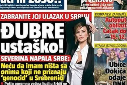 Srpski tabloidi u napadu na Severinu nakon izjave da ne želi raditi za negatora genocida