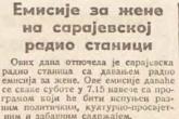 Tragajući arhivom: Radio Sarajevo prvu Emisiju za žene emitovao 1945. godine